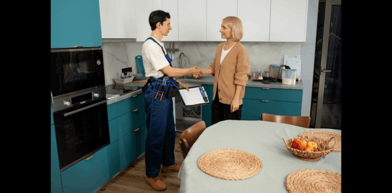 male plumber shake hand